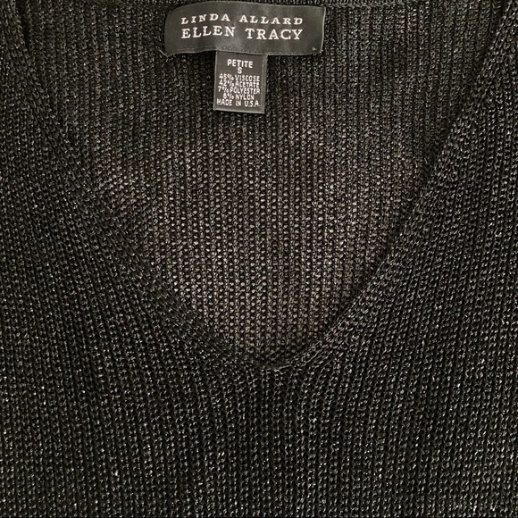 Linda Allard Black V Neck Top Petite Small - Picture 3 of 4